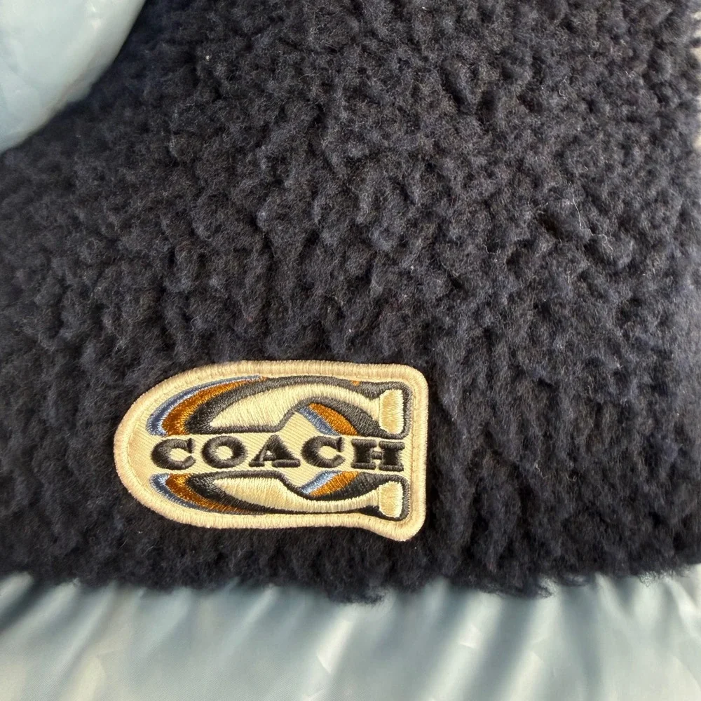 Coach Vest Men's XL Blue Signature Colorblock Puffer Sherpa Down Insulated NEW